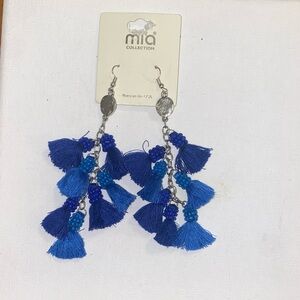 MIA Blue Tassel Earrings